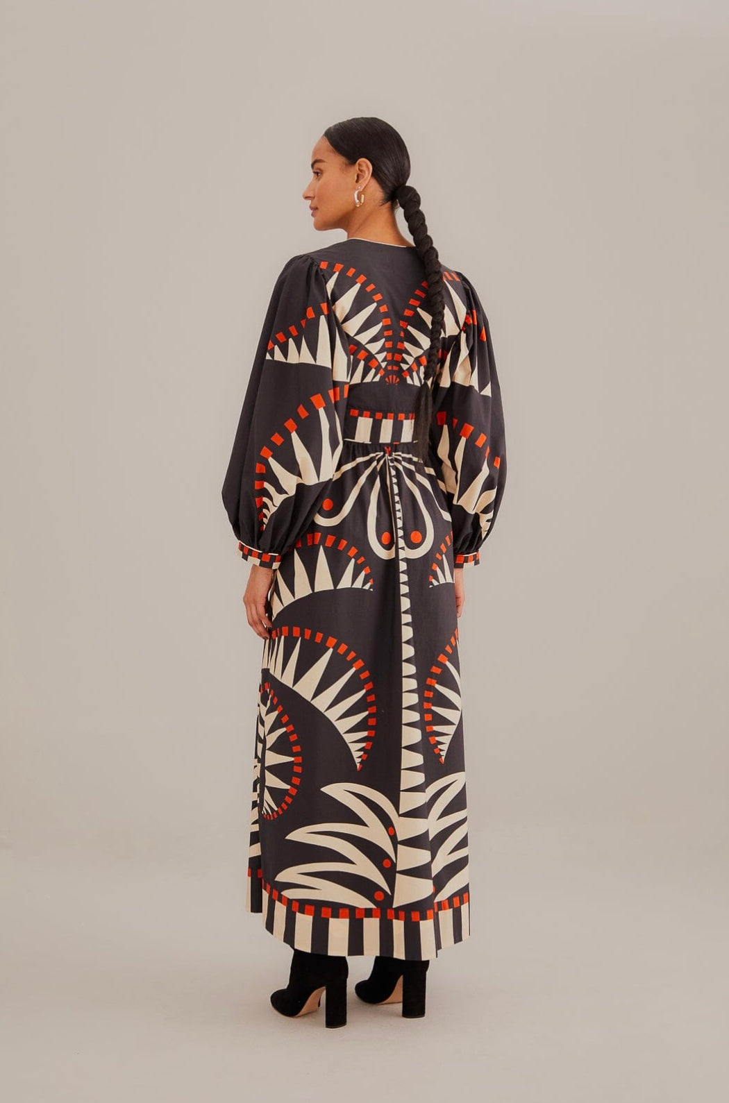 Farm Rio, Black Coconut Grove Puff Sleeve Maxi Dress